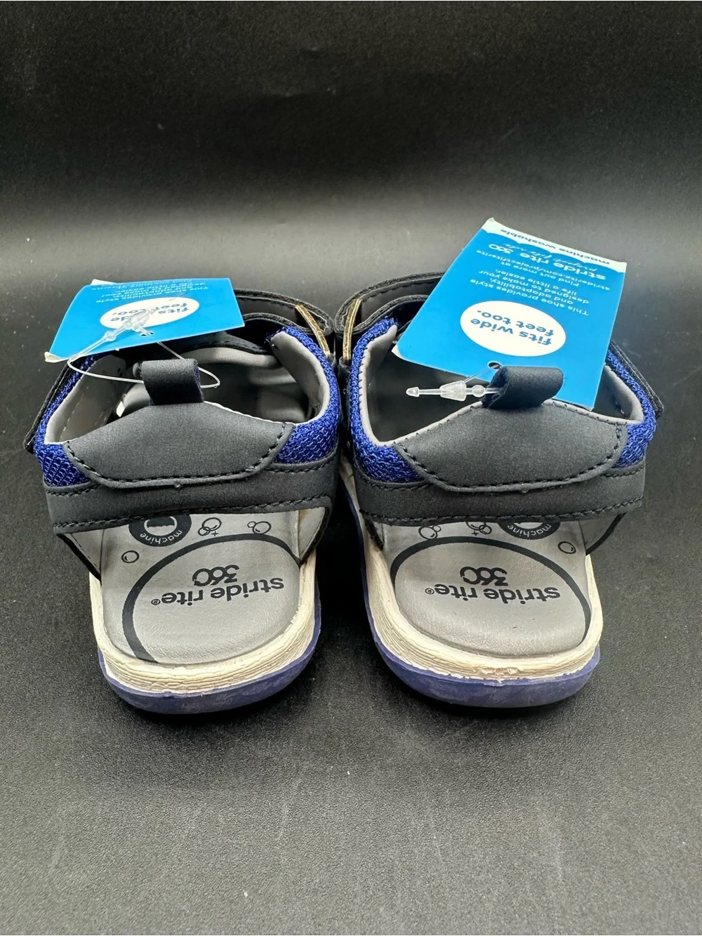 NWT Stride Rite 360 Navy Blue Paddy Toddler Size 8 Leather Paddy Sandals
